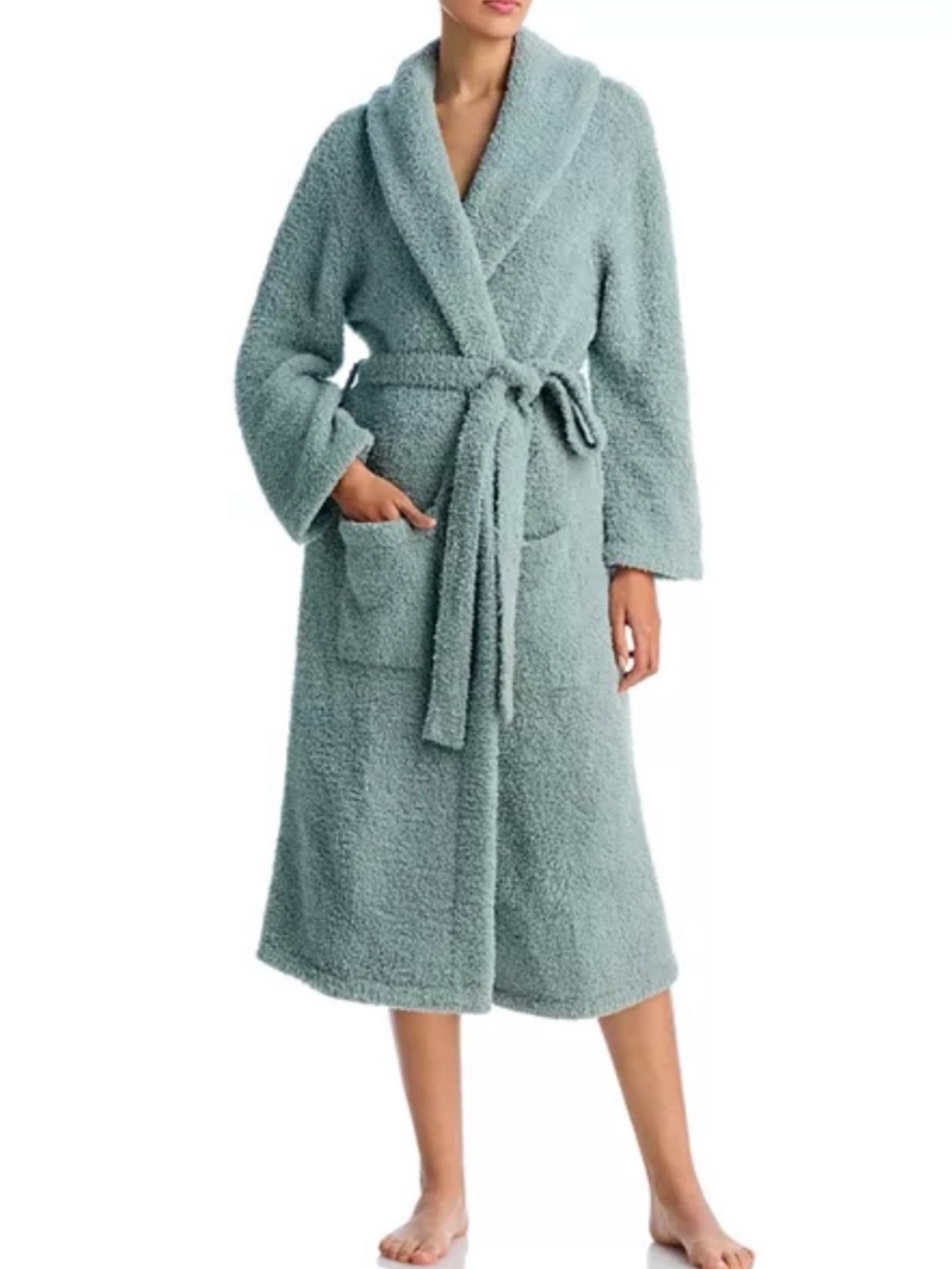 Barefoot Dreams Cozy Shawl Collar Plush Robe in Sage SIZE 2 LIKE NEW